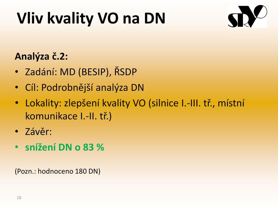 Lokality: zlepšení kvality VO (silnice I.-III. tř.