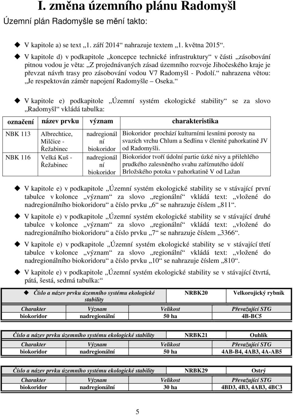 vodou V7 Radomyšl - Podolí. nahrazena větou: Je respektován záměr napojení Radomyšle Oseka.