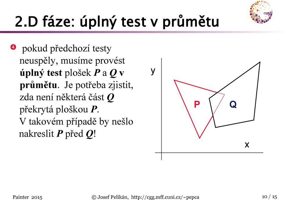 Je potřeba zjistit, zda není některá část Q překrytá