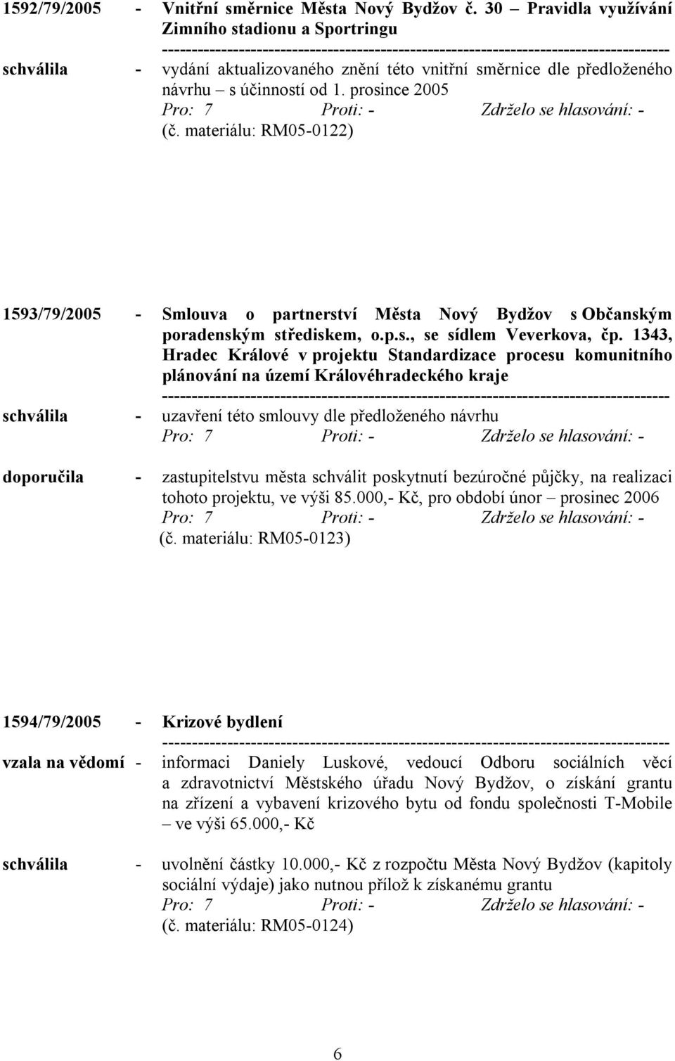 materiálu: RM05-0122) 1593/79/2005 - Smlouva o partnerství Města Nový Bydžov s Občanským poradenským střediskem, o.p.s., se sídlem Veverkova, čp.