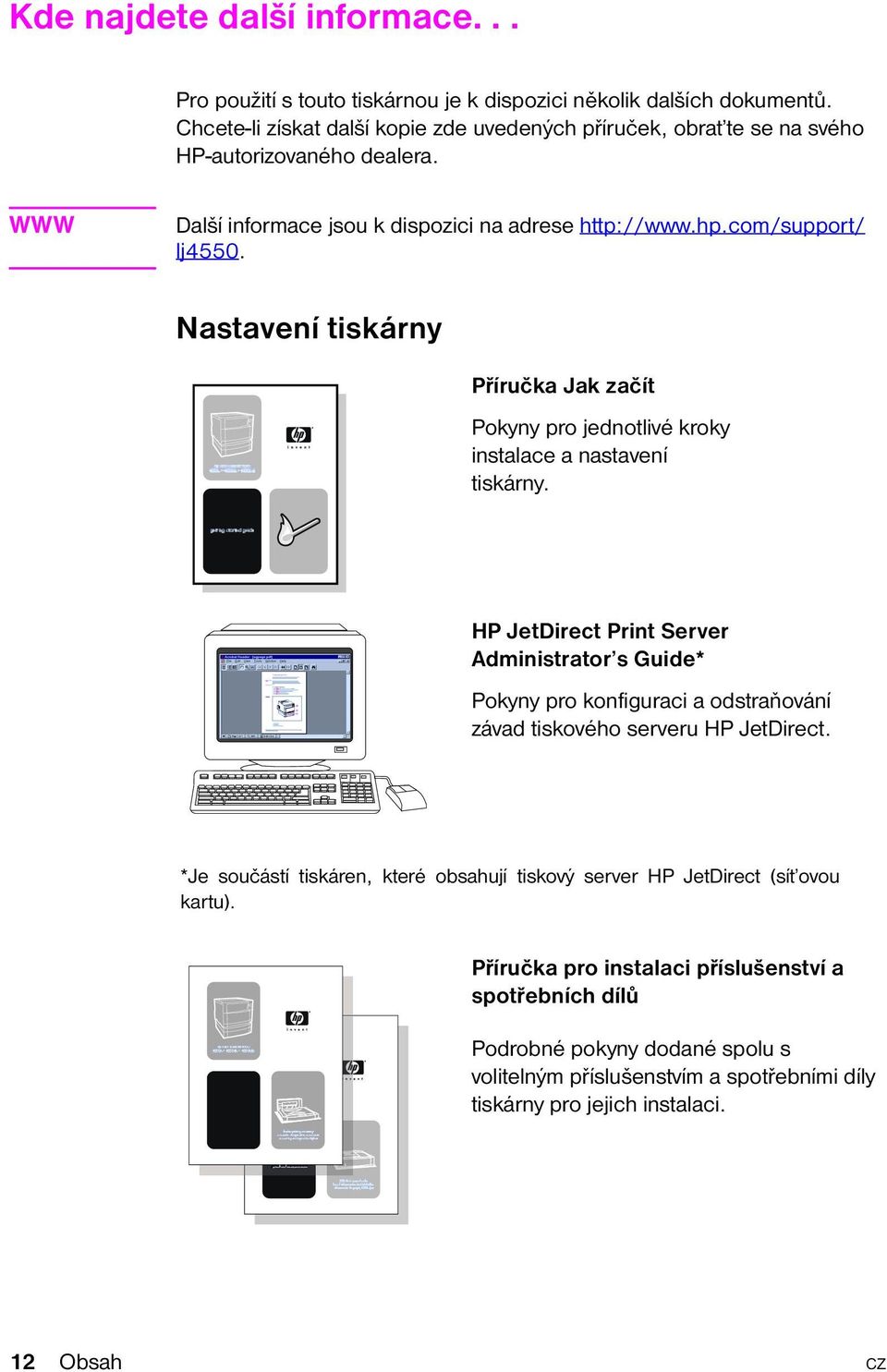 Nastavení tiskárny Příručka Jak začít Pokyny pro jednotlivé kroky instalace a nastavení tiskárny.