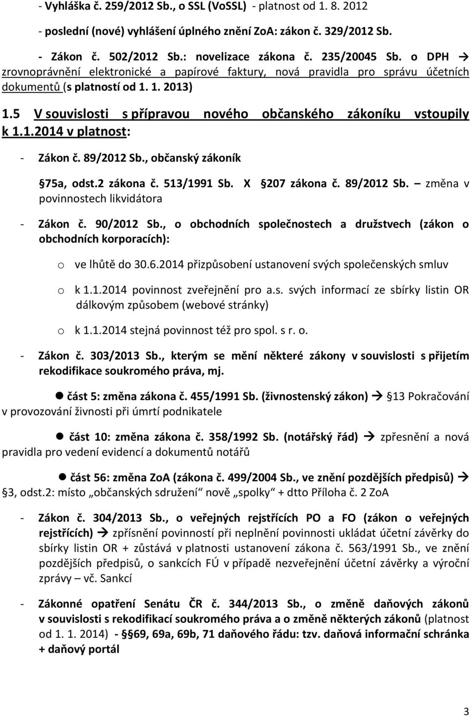 89/2012 Sb., občanský zákoník 75a, odst.2 zákona č. 513/1991 Sb. X 207 zákona č. 89/2012 Sb. změna v povinnostech likvidátora - Zákon č. 90/2012 Sb.