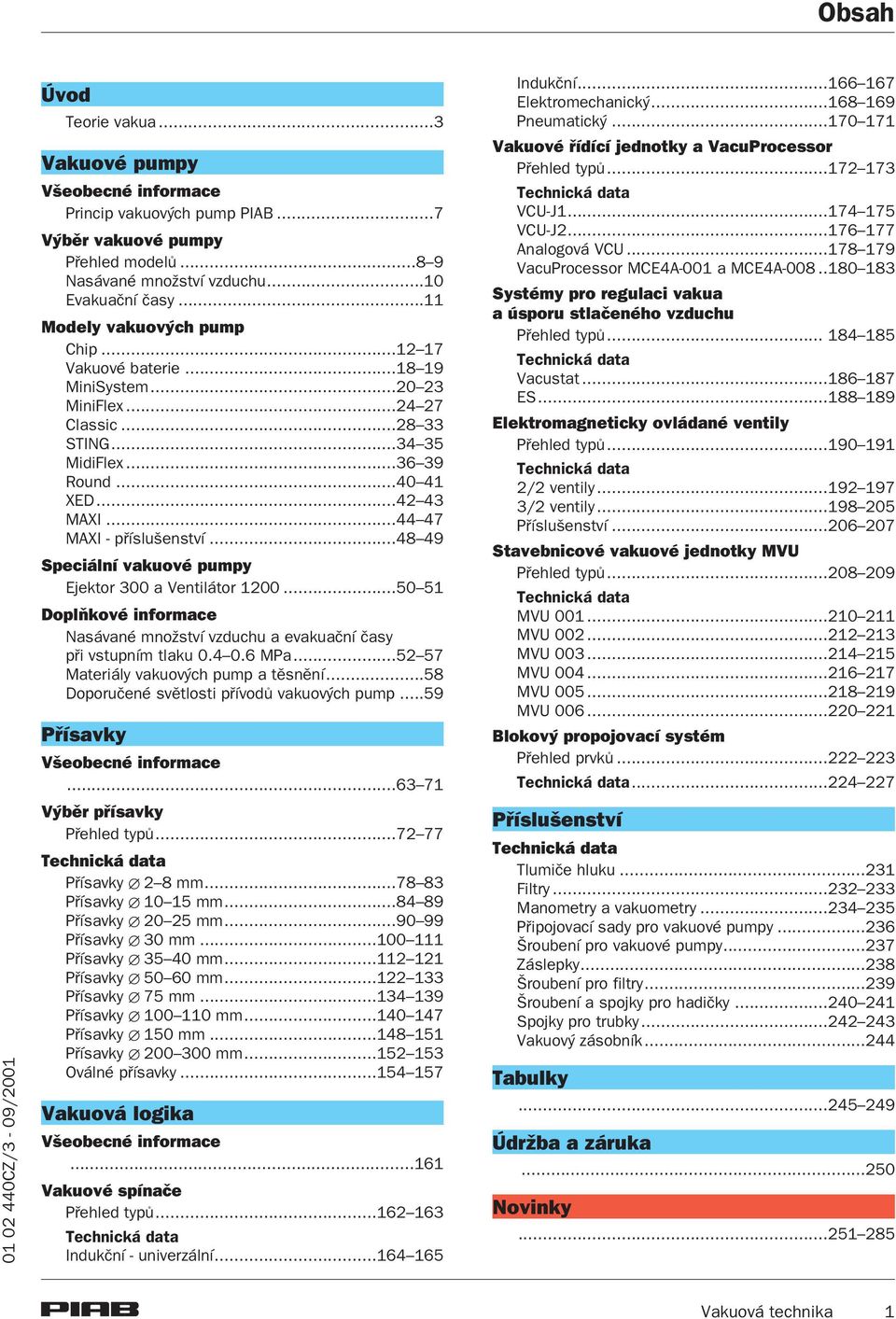 ..44 47 MAXI - pøíslušenství...48 49 Speciální vakuové pumpy Ejektor 300 a Ventilátor 1200...50 51 Doplòkové informace Nasávané mno ství vzduchu a evakuaèní èasy pøi vstupním tlaku 0.4 0.6 MPa.