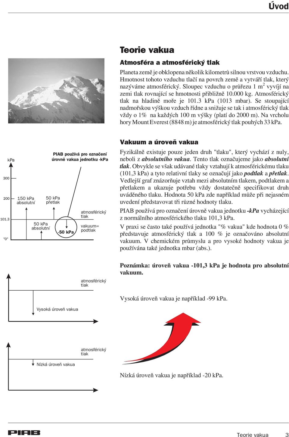 Atmosférický tlak na hladinì moøe je 101.3 kpa (1013 mbar). Se stoupající nadmoøskou výškou vzduch øídne a sni uje se tak i atmosférický tlak v dy o 1% na ka dých 100 m výšky (platí do 2000 m).