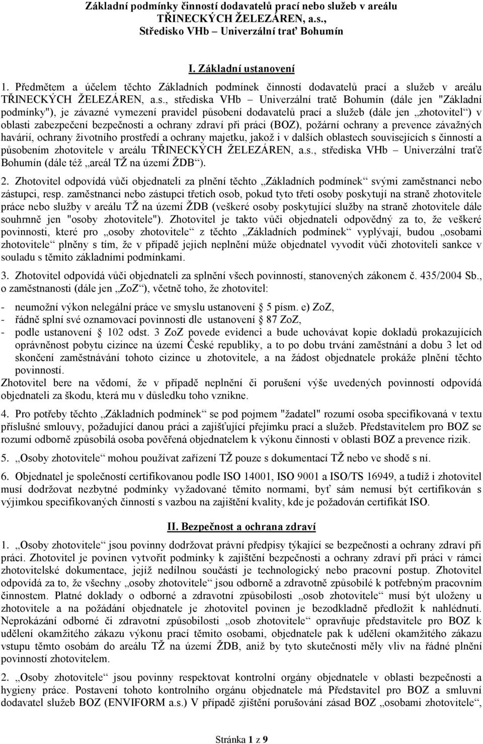 í dodavatelů prací a sl