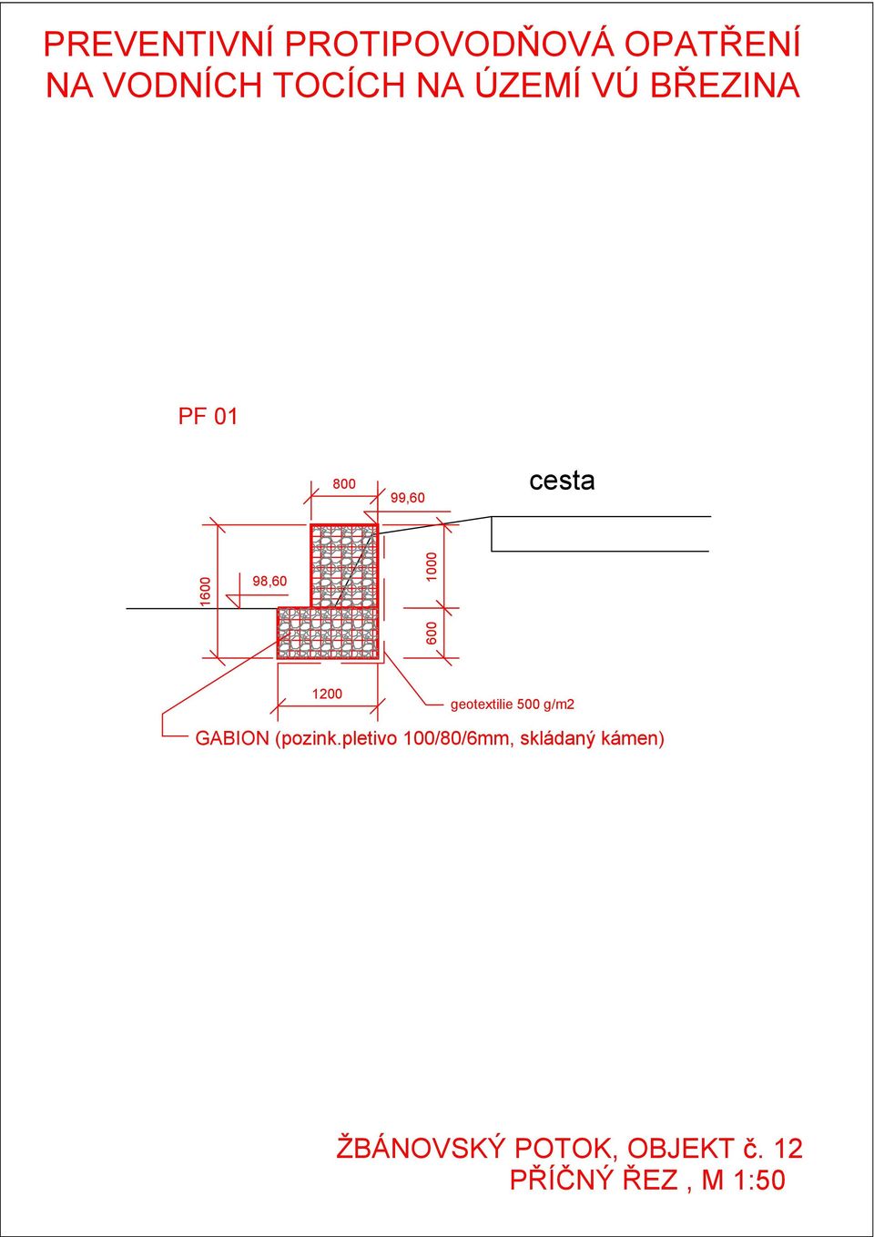 1200 geotextilie 500 g/m2 GABION (pozink.