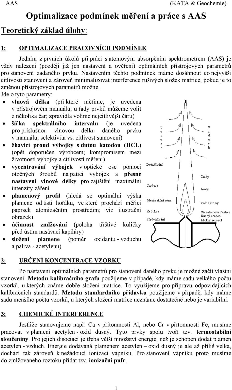 Nastavením těchto podmínek máme dosáhnout co nejvyšší citlivosti stanovení a zároveň minimalizovat interference rušivých složek matrice, pokud je to změnou přístrojových parametrů možné.