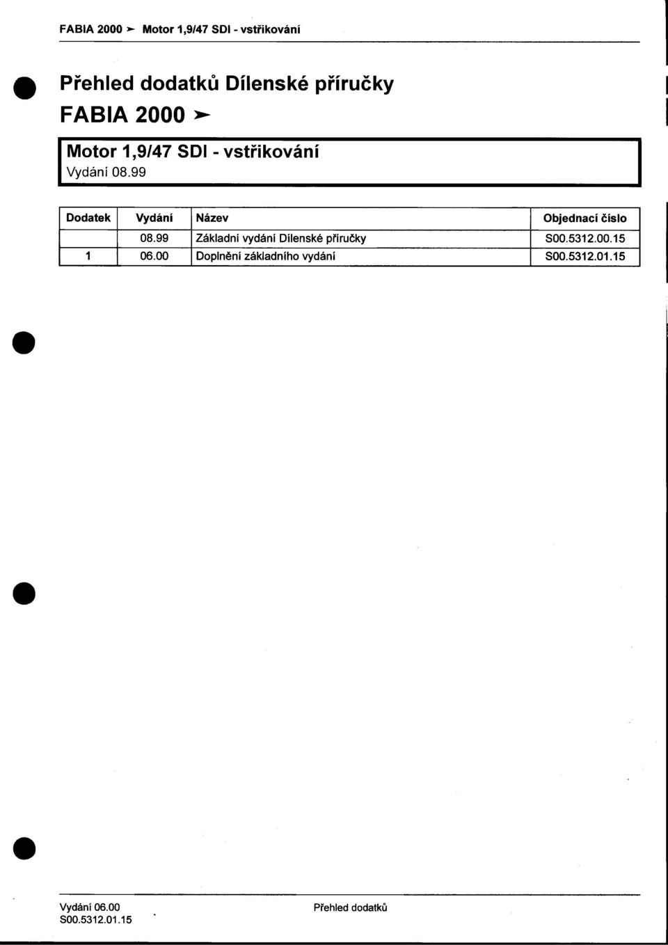 Objednací èíslo 0899 Základní vydání Dilenské pfíruèky 50053120015 1 0600