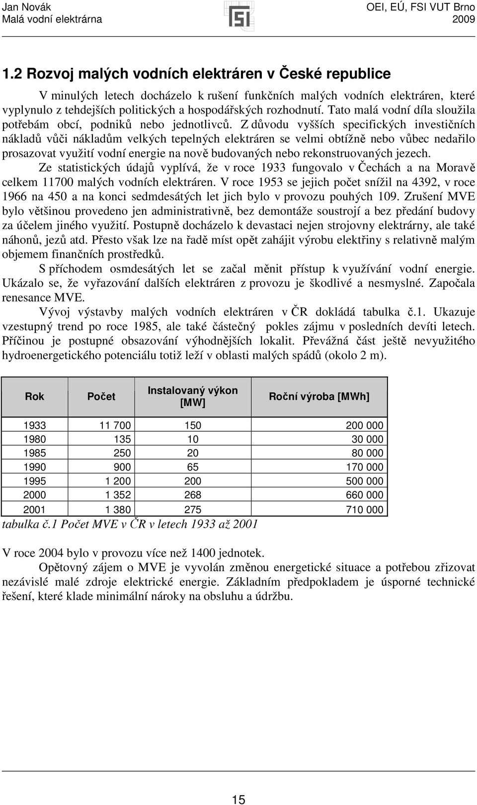 Z důvodu vyšších specifických investičních nákladů vůči nákladům velkých tepelných elektráren se velmi obtížně nebo vůbec nedařilo prosazovat využití vodní energie na nově budovaných nebo