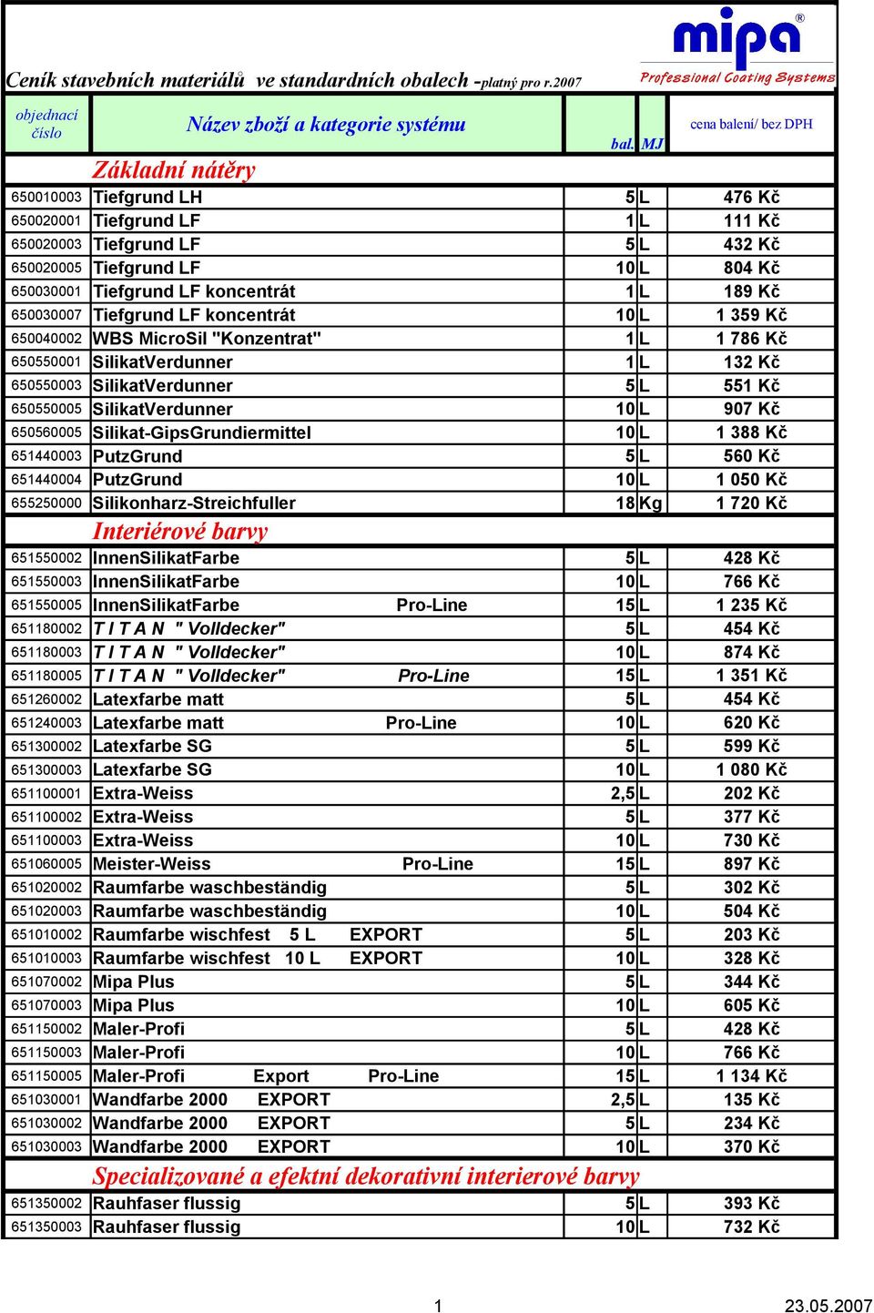 koncentrát 1 L 189 Kč 650030007 Tiefgrund LF koncentrát 10 L 1 359 Kč 650040002 WBS MicroSil "Konzentrat" 1 L 1 786 Kč 650550001 SilikatVerdunner 1 L 132 Kč 650550003 SilikatVerdunner 5 L 551 Kč