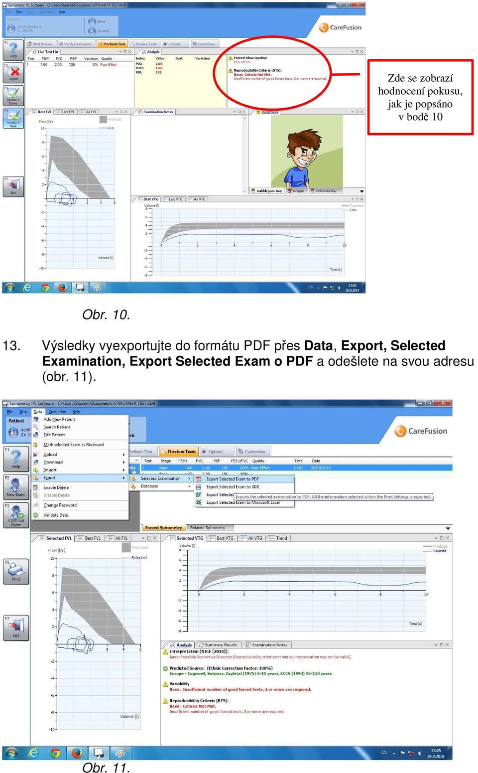 Výsledky vyexportujte do formátu PDF přes Data, Export,