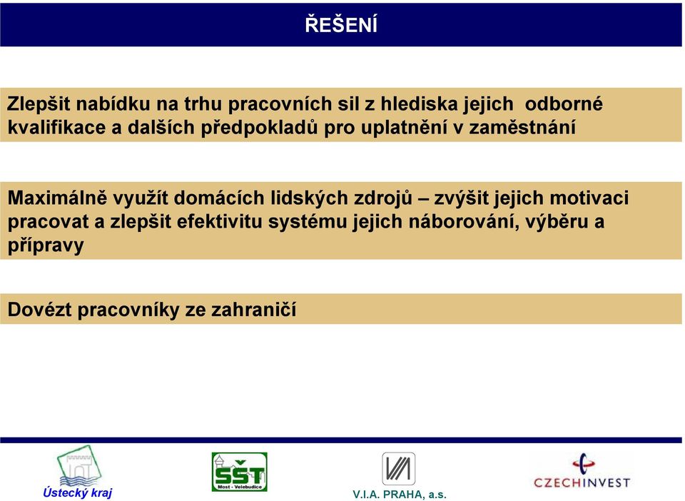 využít domácích lidských zdrojů zvýšit jejich motivaci pracovat a zlepšit