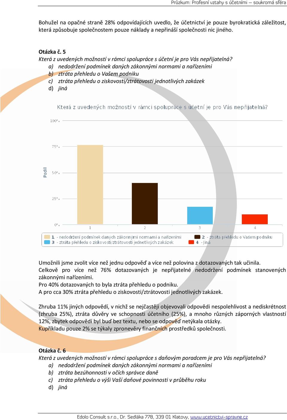 a) nedodržení držení podmínek daných zákonnými normami a nařízeními b) ztráta přehledu o Vašem podniku c) ztráta přehledu o ziskovosti/ztrátovosti jednotlivých zakázek d) jiná Umožnili jsme zvolit