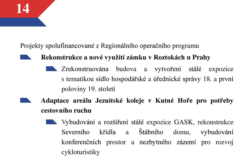 století Adaptace areálu Jezuitské koleje v Kutné Hoře pro potřeby cestovního ruchu Vybudování a rozšíření stálé expozice