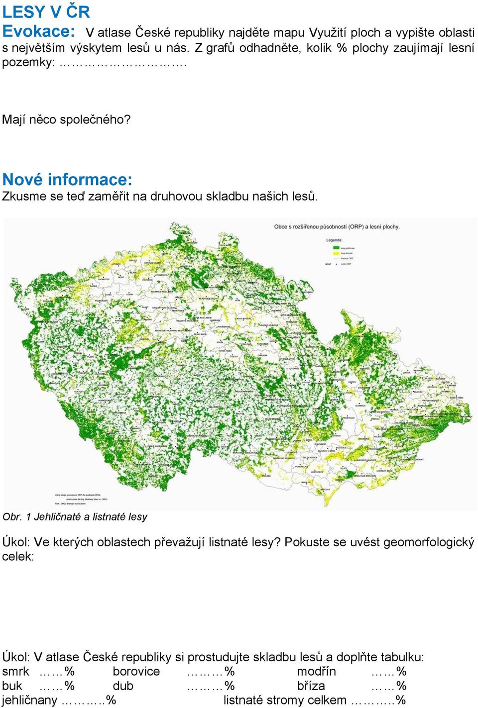 Nové informace: Zkusme se teď zaměřit na druhovou skladbu našich lesů. Obr.