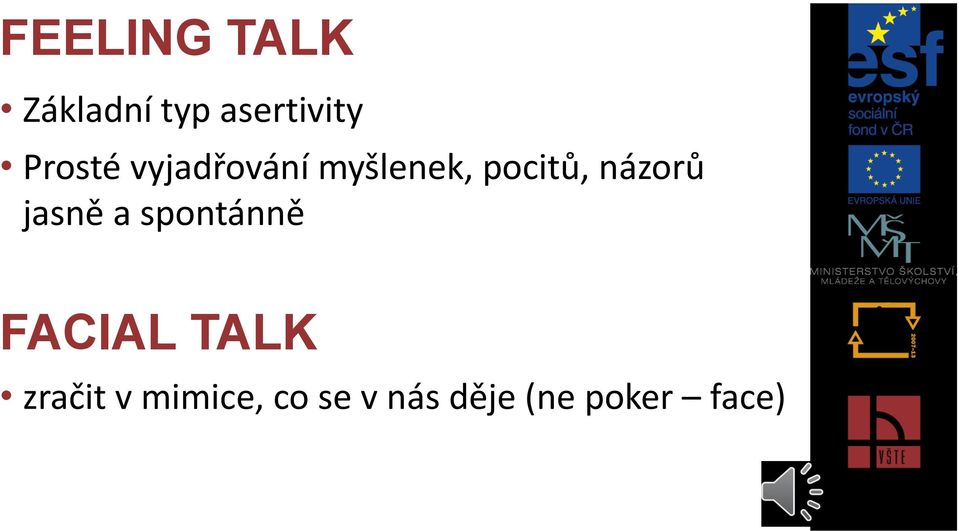 názorů jasně a spontánně FACIAL TALK