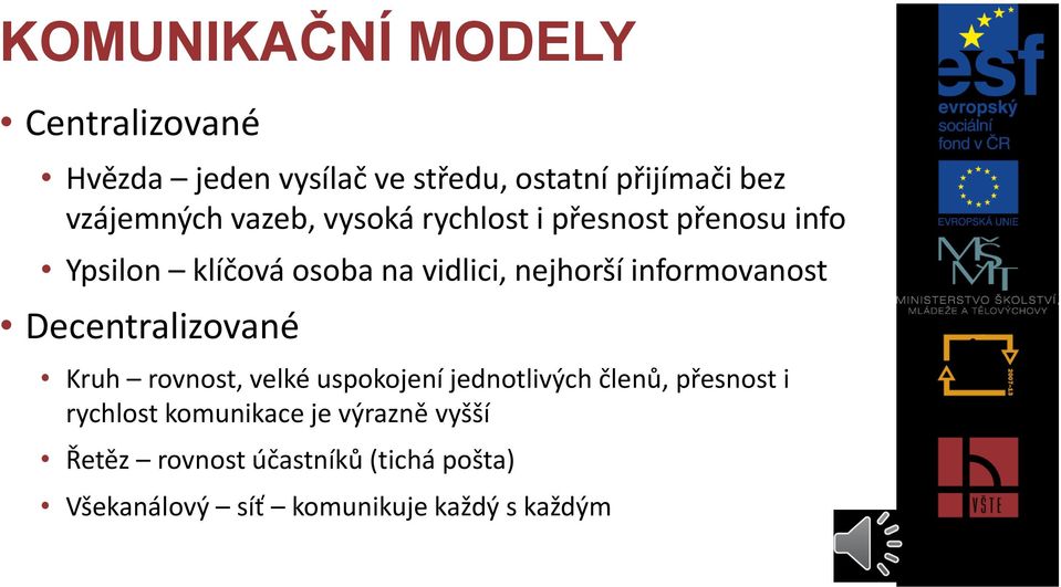 informovanost Decentralizované Kruh rovnost, velké uspokojení jednotlivých členů, přesnost i