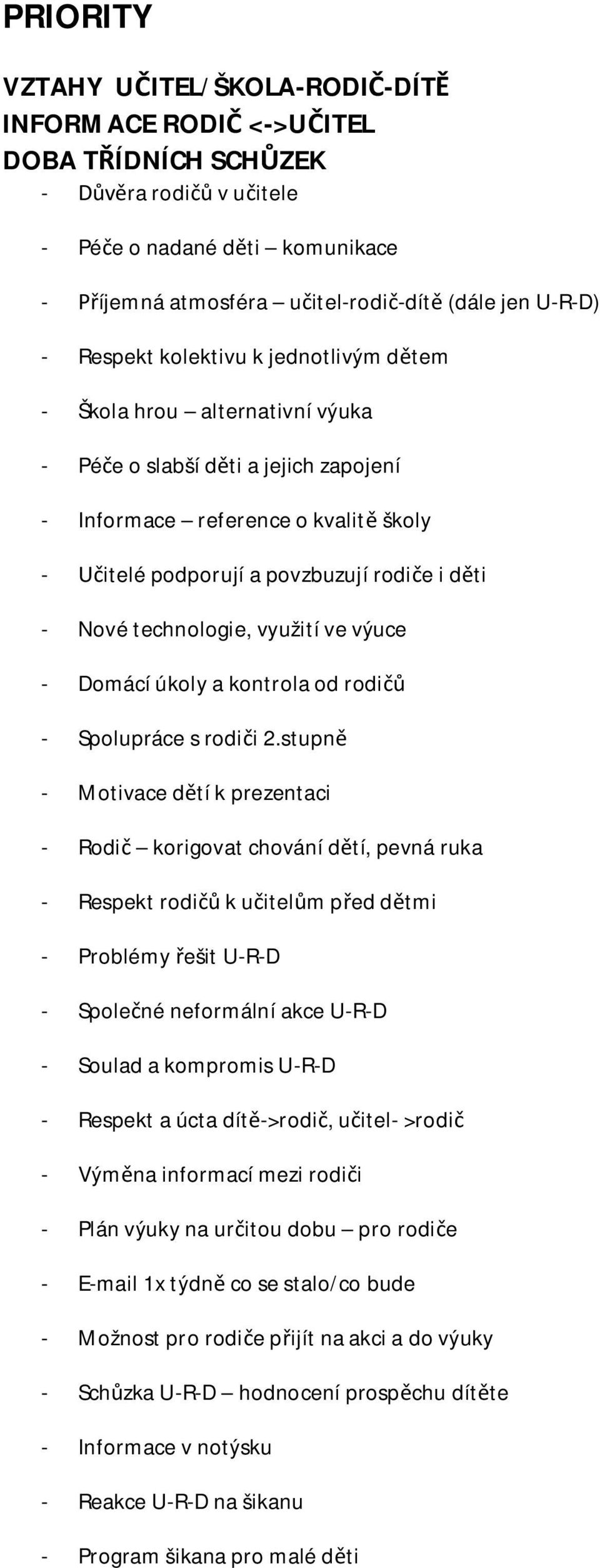 technologie, využití ve výuce - Domácí úkoly a kontrola od rodi - Spolupráce s rodi i 2.