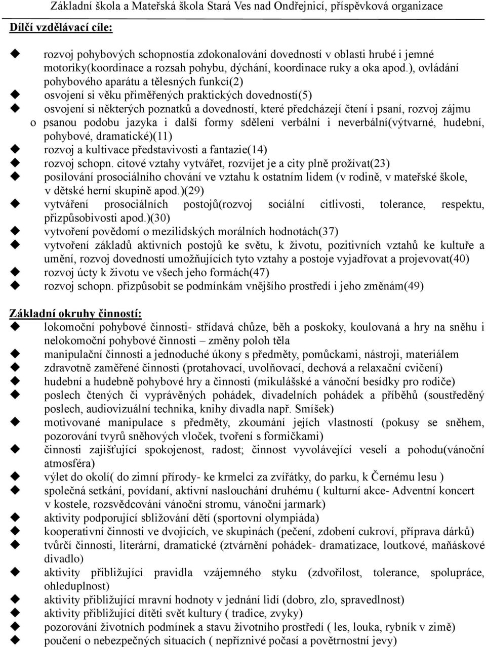 o psanou podobu jazyka i další formy sdělení verbální i neverbální(výtvarné, hudební, pohybové, dramatické)(11) rozvoj a kultivace představivosti a fantazie(14) rozvoj schopn.