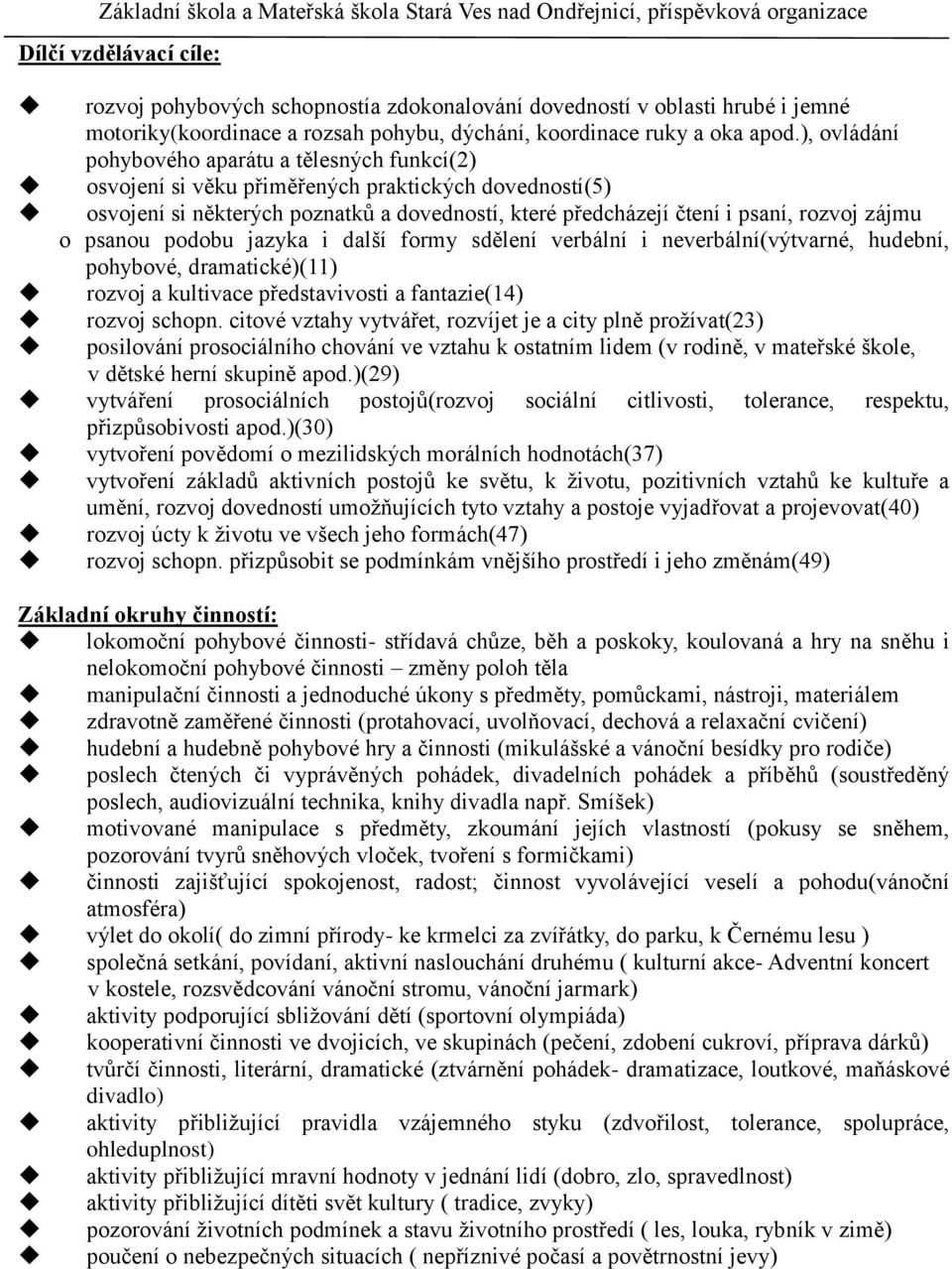 o psanou podobu jazyka i další formy sdělení verbální i neverbální(výtvarné, hudební, pohybové, dramatické)(11) rozvoj a kultivace představivosti a fantazie(14) rozvoj schopn.