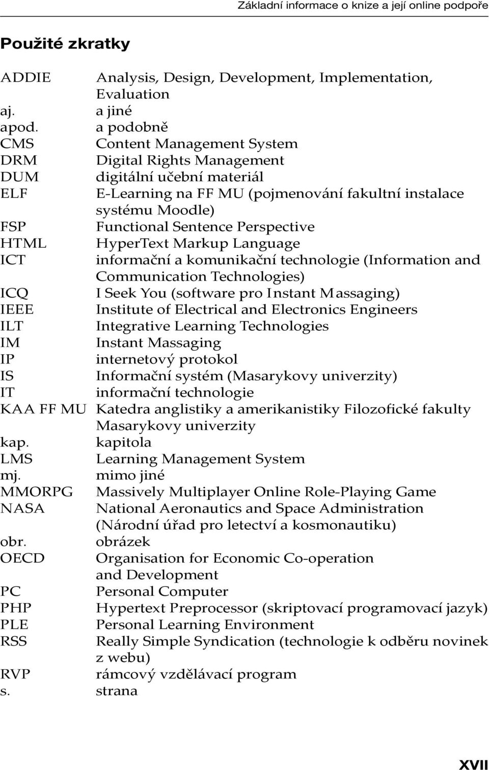 Perspective HTML HyperText Markup Language ICT informační a komunikační technologie (Information and Communication Technologies) ICQ I Seek You (software pro Instant Massaging) IEEE Institute of