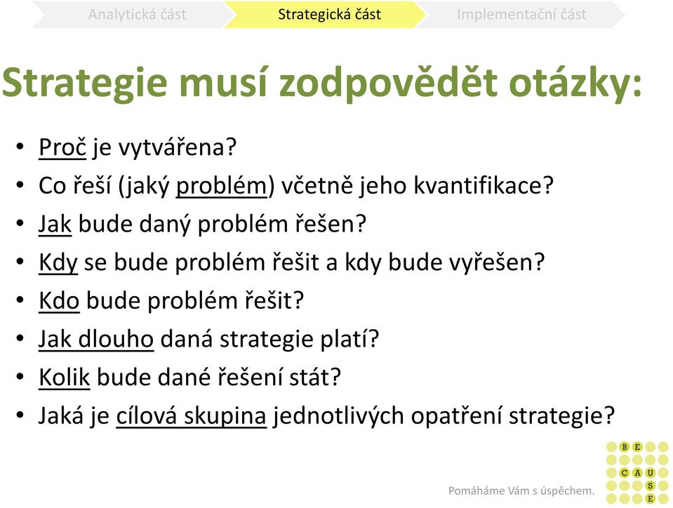 Kdyse bude problém řešit a kdy bude vyřešen? Kdo bude problém řešit?