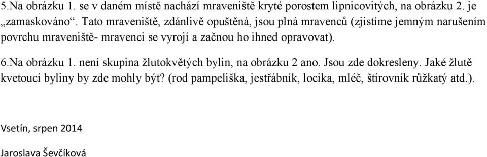 začnou ho ihned opravovat). 6.Na obrázku 1. není skupina žlutokvětých bylin, na obrázku 2 ano. Jsou zde dokresleny.