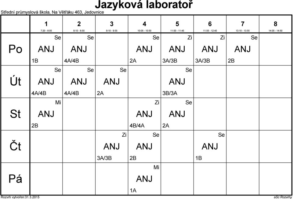 laboratoř :0 - :0 :0 - : B A/B