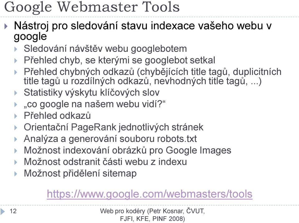 ..) Statistiky výskytu klíčových slov co google na našem webu vidí?
