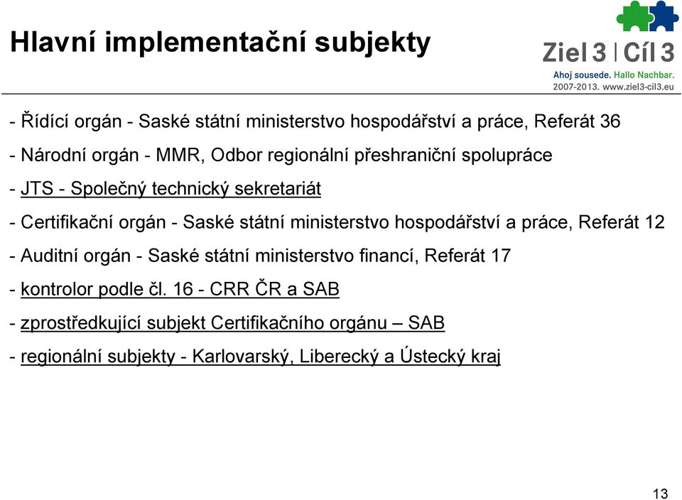 ministerstvo hospodářství a práce, Referát 12 - Auditní orgán - Saské státní ministerstvo financí, Referát 17 - kontrolor podle