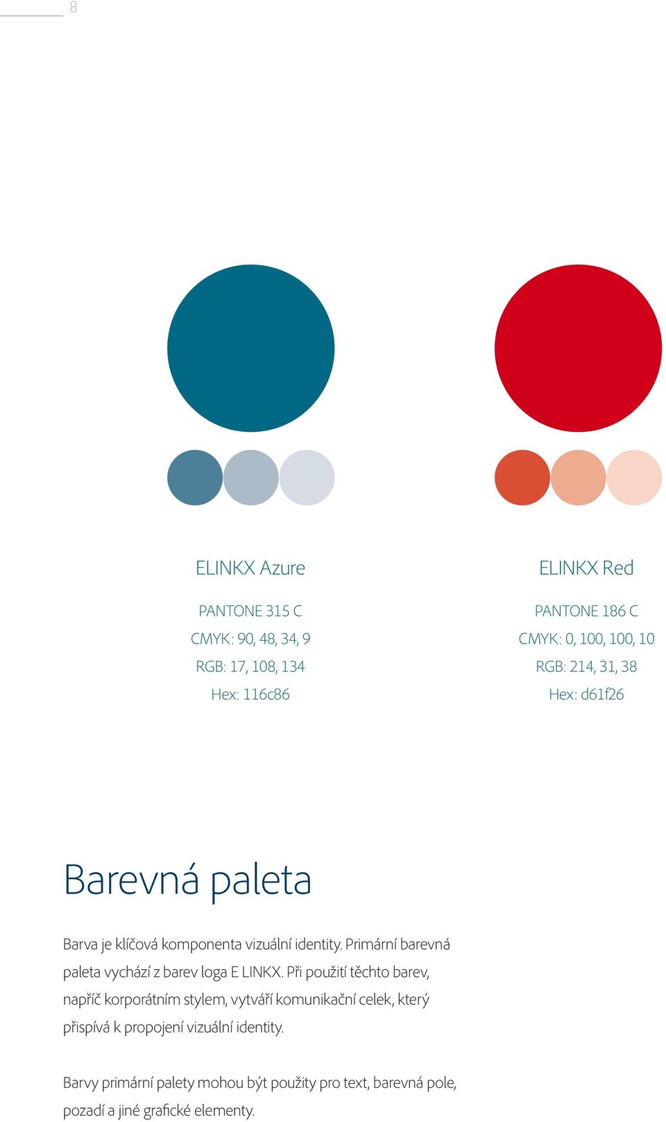 Primární barevná paleta vychází z barev loga E LINKX.