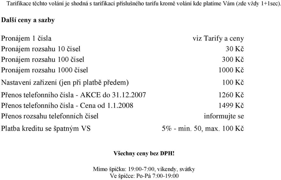 předem) Přenos telefonního čísla - AKCE do 31.