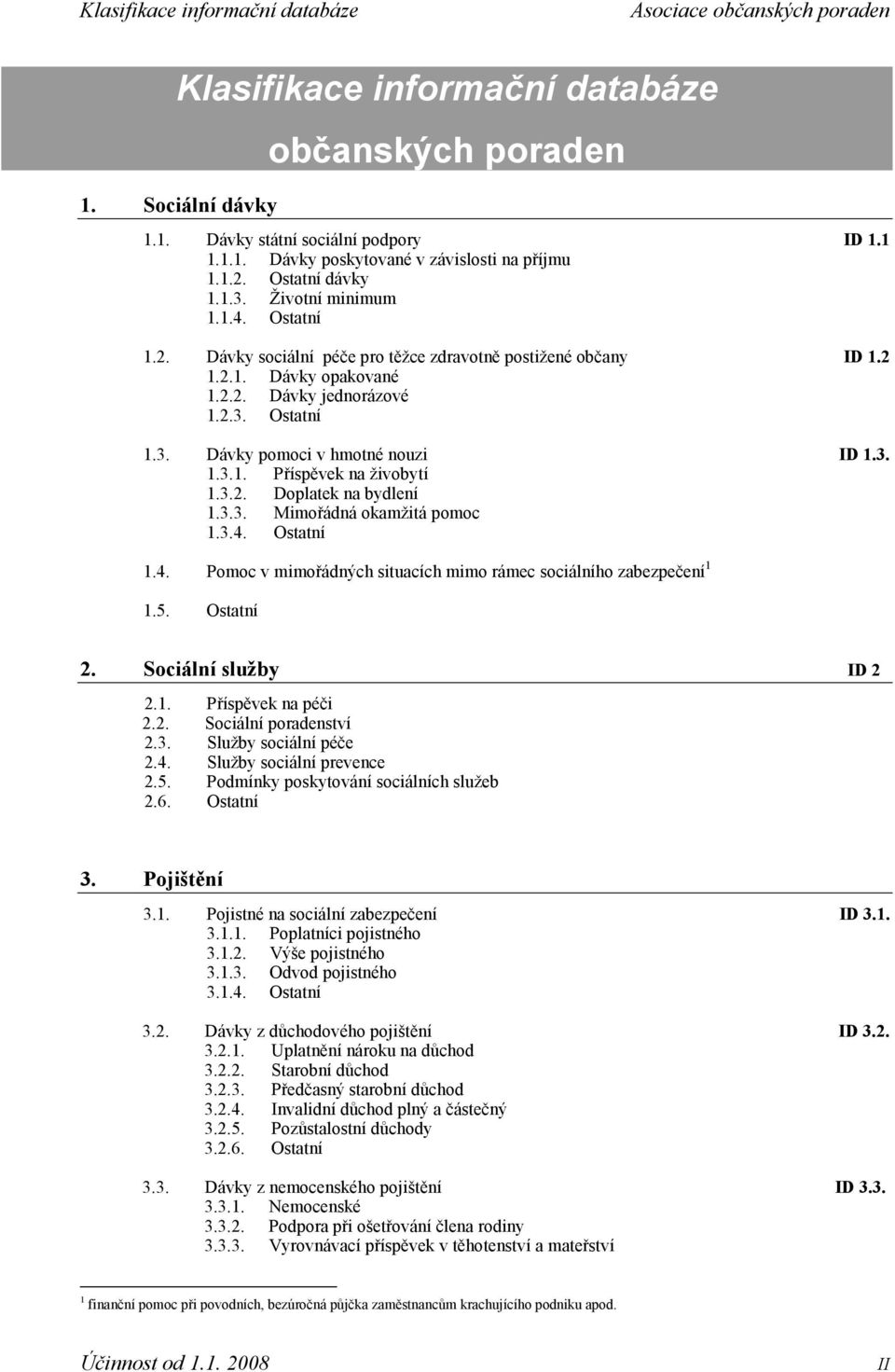 3. 1.3.1. Příspěvek na živobytí 1.3.2. Doplatek na bydlení 1.3.3. Mimořádná okamžitá pomoc 1.3.4. Ostatní 1.4. Pomoc v mimořádných situacích mimo rámec sociálního zabezpečení 1 1.5. Ostatní 2.