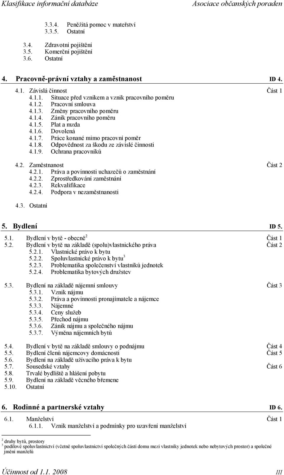 1.7. Práce konané mimo pracovní poměr 4.1.8. Odpovědnost za škodu ze závislé činnosti 4.1.9. Ochrana pracovníků 4.2. Zaměstnanost Část 2 4.2.1. Práva a povinnosti uchazečů o zaměstnání 4.2.2. Zprostředkování zaměstnání 4.