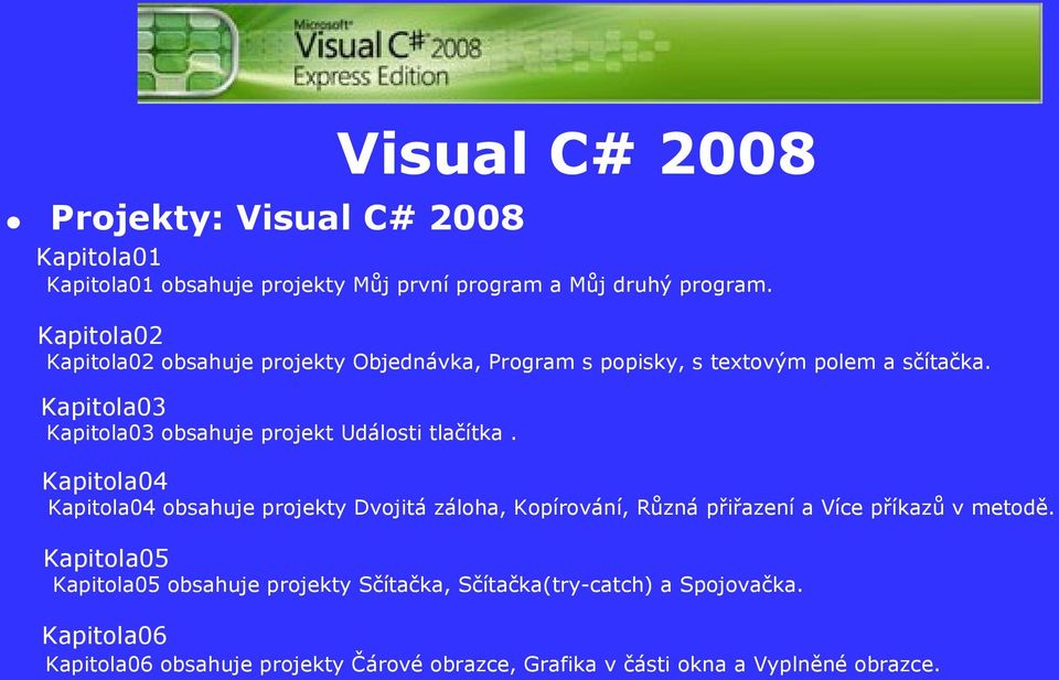 Kapitola03 Kapitola03 obsahuje projekt Události tlačítka.