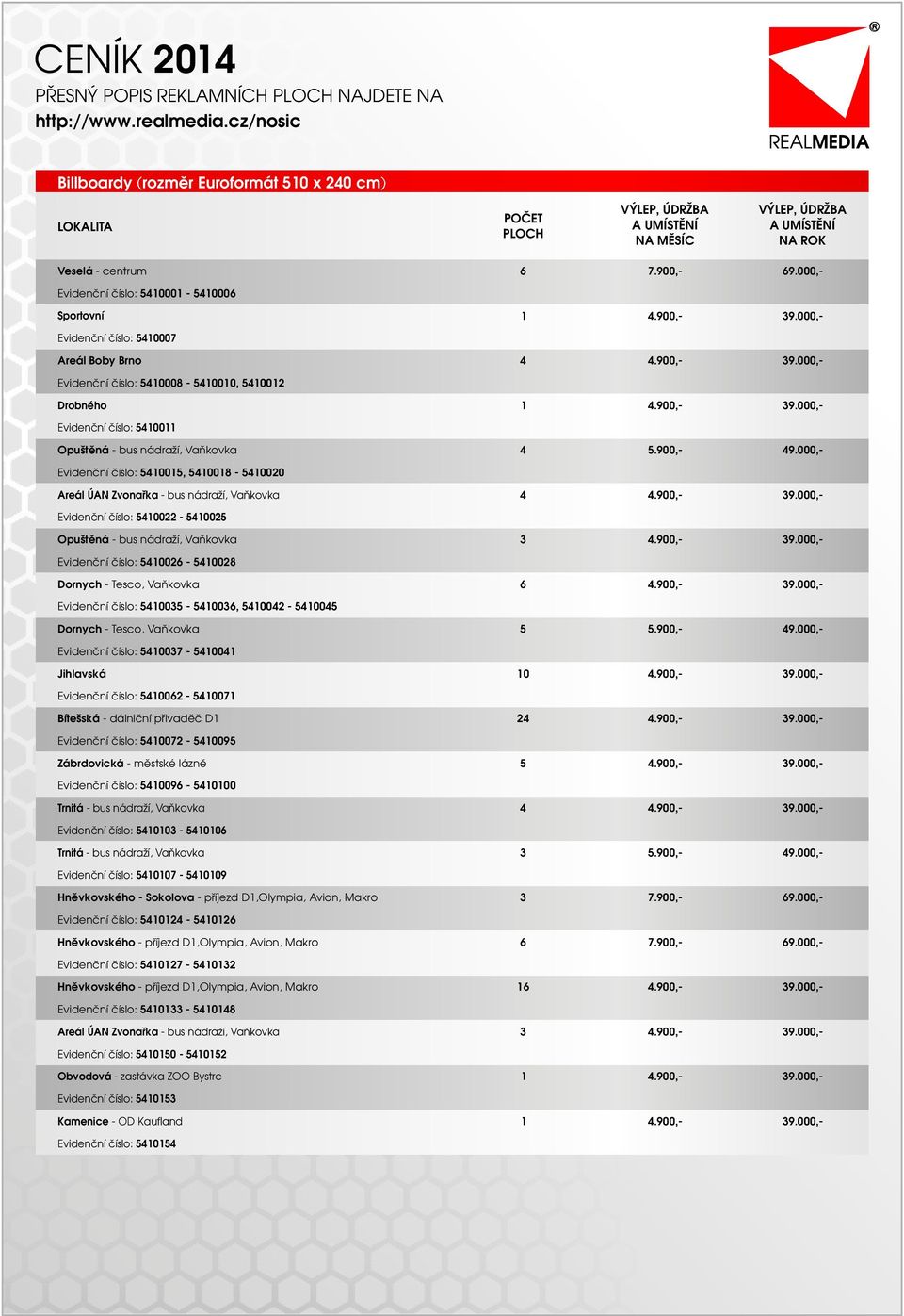 000,- Evidenèní èíslo: 5005, 5008-5000 Areál ÚAN Zvonaøka - bus nádraží, Vaòkovka Evidenèní èíslo: 500-5005 Opuštìná - bus nádraží, Vaòkovka Evidenèní èíslo: 500-5008 Dornych - Tesco, Vaòkovka