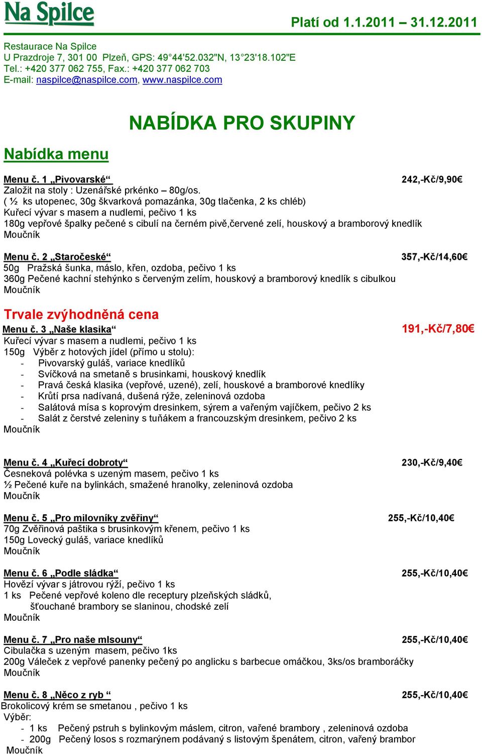 knedlík Menu č.