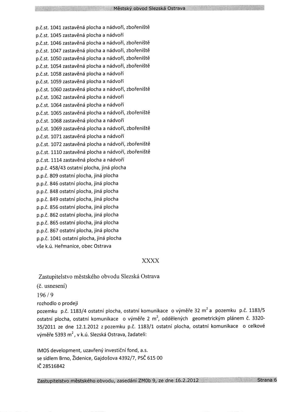 f.st. 1062 zastavdnd plocha a nddvoif p.a.st. 1054 zastav6nil plocha a niidvoii p.a.st. 1065 zastavend plocha a niidvoii, zboieniit6 p.i.st. 1068 zastav6nii plocha a nddvoii p.a.st. 1069 zastavdnd plocha a nddvoii, zbofenist6 p.