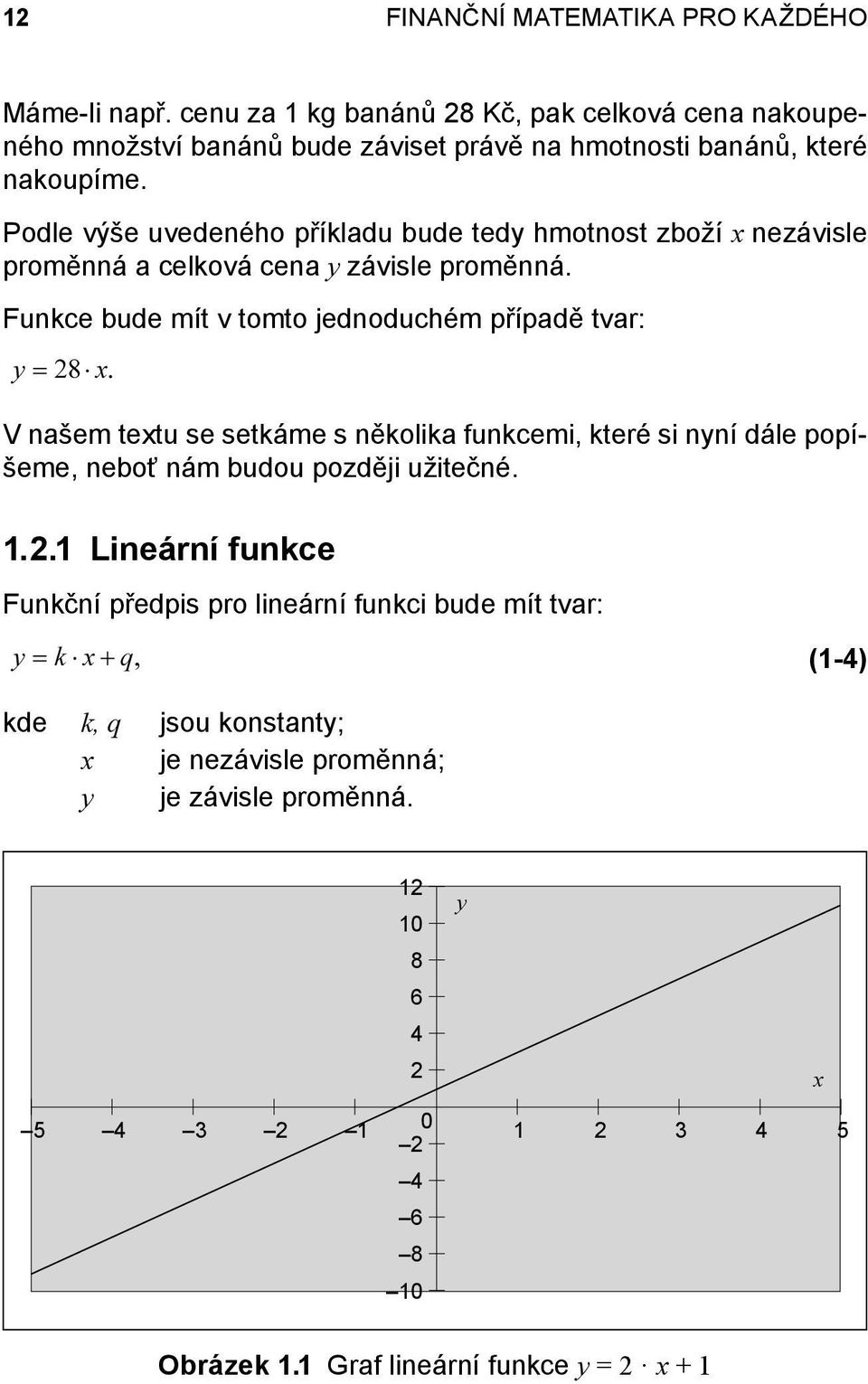 Podle výše uvedeného příkladu bude tedy hmotnost zboží x nezávisle proměnná a celková cena y závisle proměnná.