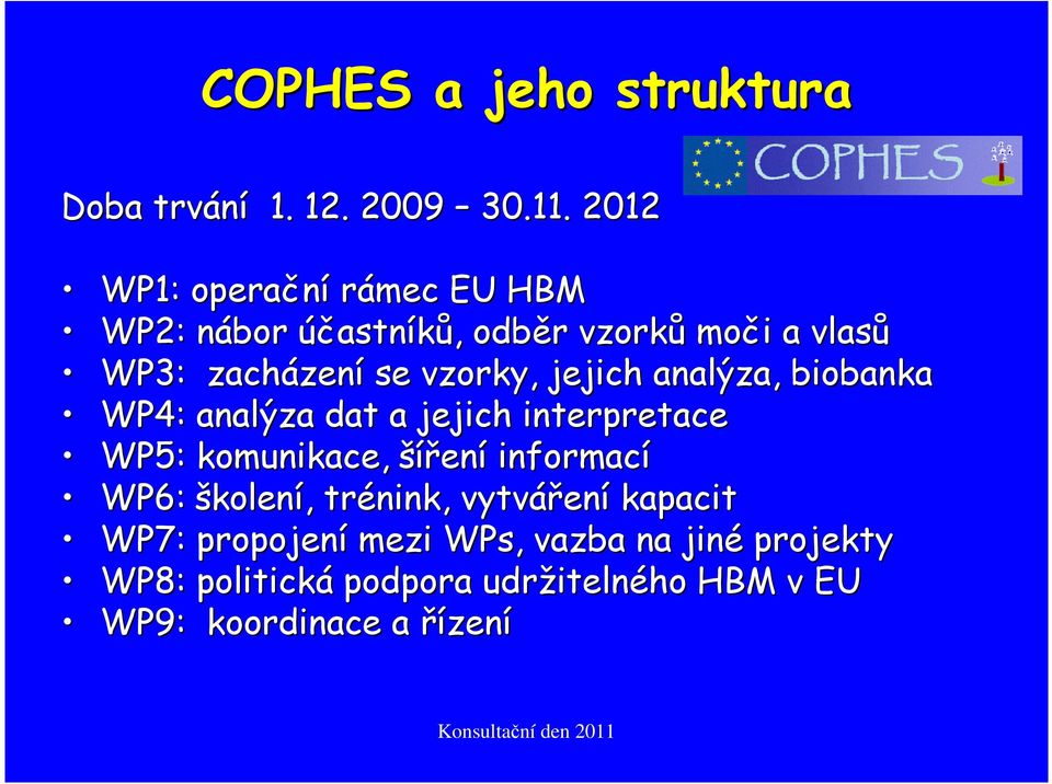 vzorky, jejich analýza, biobanka WP4: analýza dat a jejich interpretace WP5: komunikace, šíření