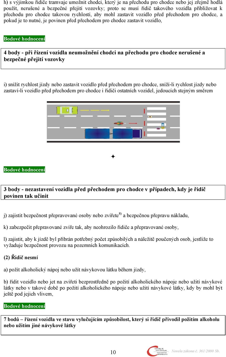 řízení vozidla neumožnění chodci na přechodu pro chodce nerušené a bezpečné přejití vozovky i) snížit rychlost jízdy nebo zastavit vozidlo před přechodem pro chodce, sníží-li rychlost jízdy nebo