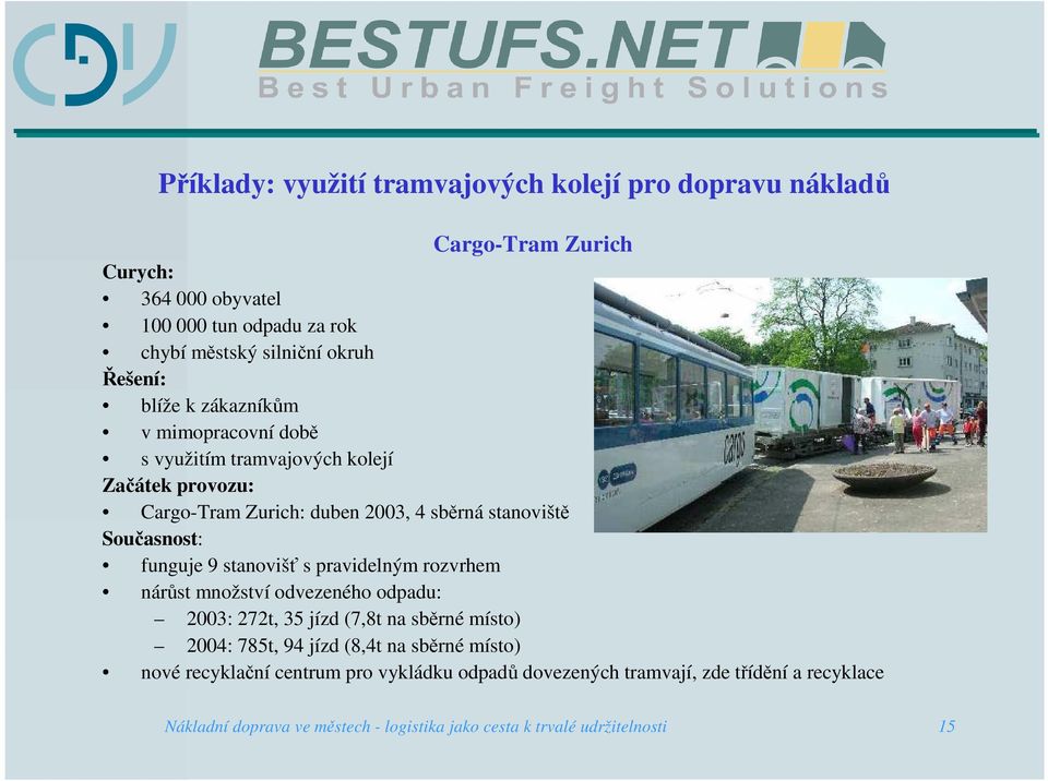 funguje 9 stanovišť s pravidelným rozvrhem nárůst množství odvezeného odpadu: 2003: 272t, 35 jízd (7,8t na sběrné místo) 2004: 785t, 94 jízd (8,4t na sběrné