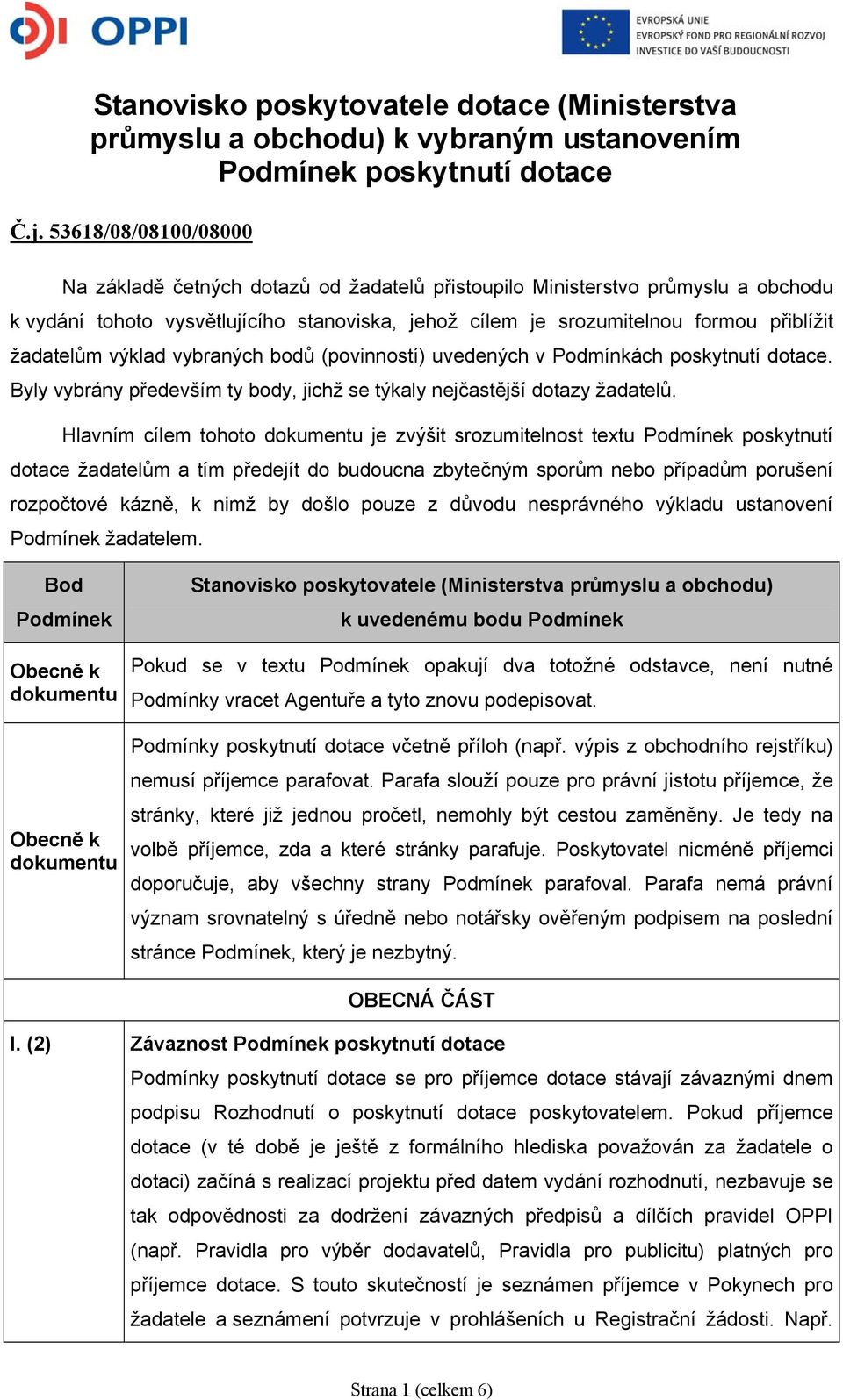 žadatelům výklad vybraných bodů (povinností) uvedených v Podmínkách poskytnutí dotace. Byly vybrány především ty body, jichž se týkaly nejčastější dotazy žadatelů.