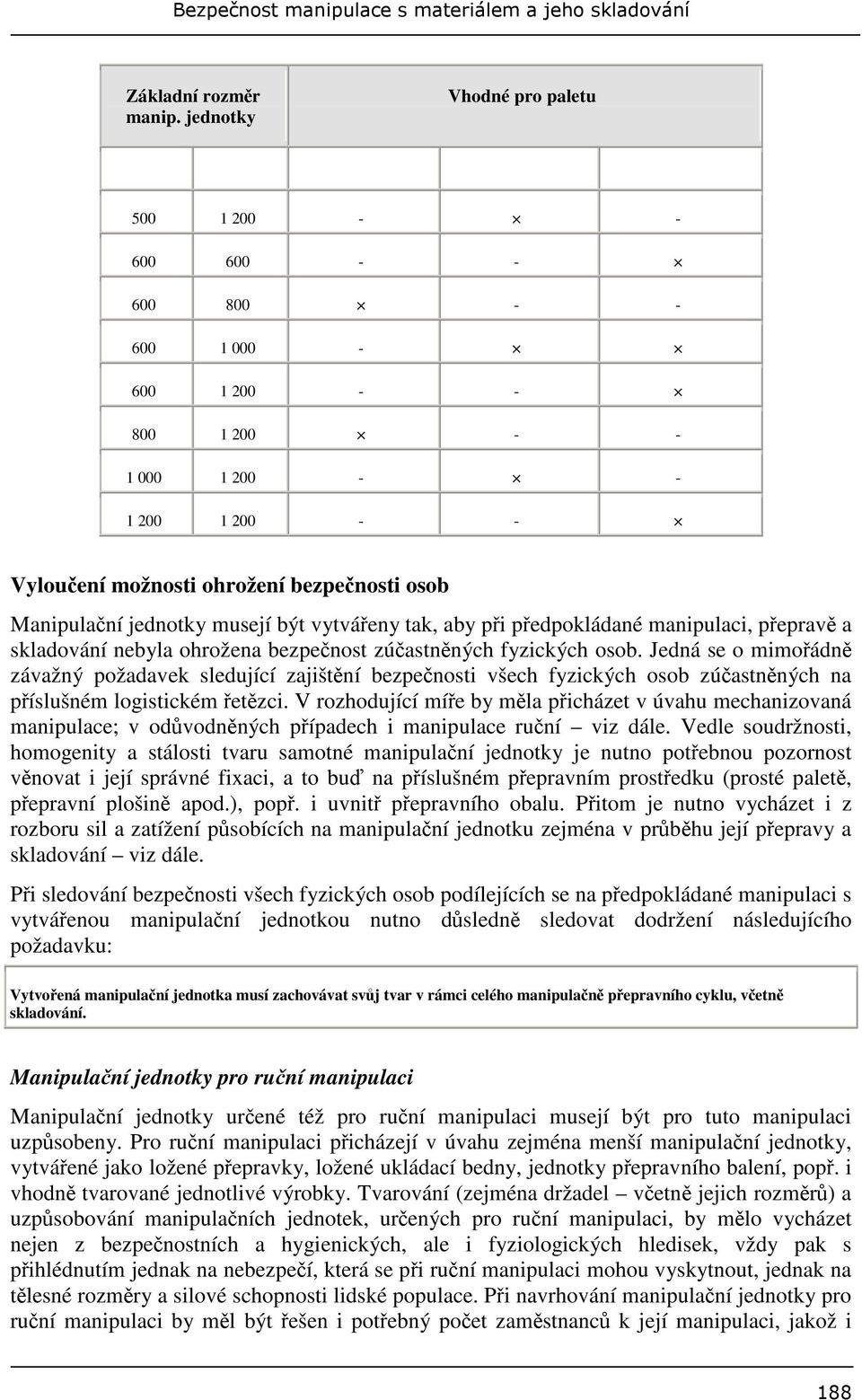 musejí být vytváeny tak, aby pi pedpokládané manipulaci, peprav a skladování nebyla ohrožena bezpenost zúastnných fyzických osob.