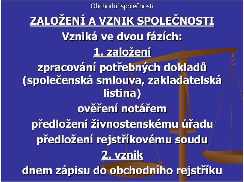 zakladatelská listina) ověř ěření notářem předložení živnostenskému