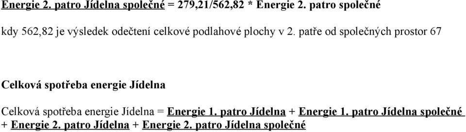 patře od společných prostor 67 Celková spotřeba energie Jídelna Celková spotřeba energie