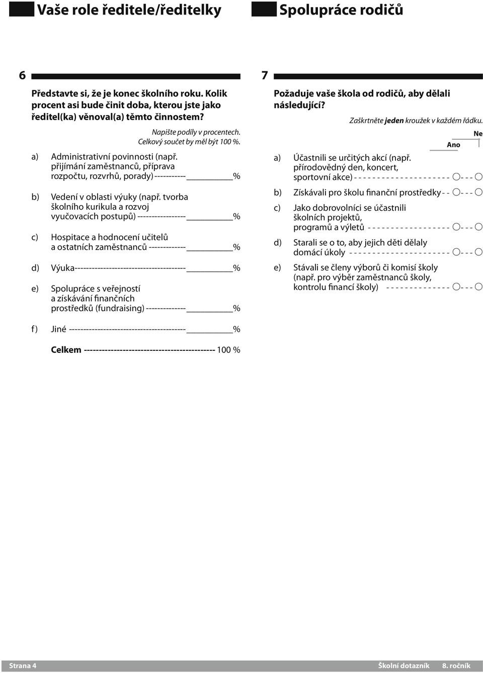 přijímání zaměstnanců, příprava rozpočtu, rozvrhů, porady)------------ % b) Vedení v oblasti výuky (např.