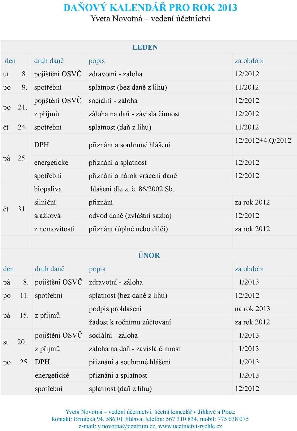 energetické přiznání a splatnost 12/2012 přiznání a nárok vrácení daně 12/2012 biopaliva hlášení dle z. č. 86/2002 Sb. čt 31.