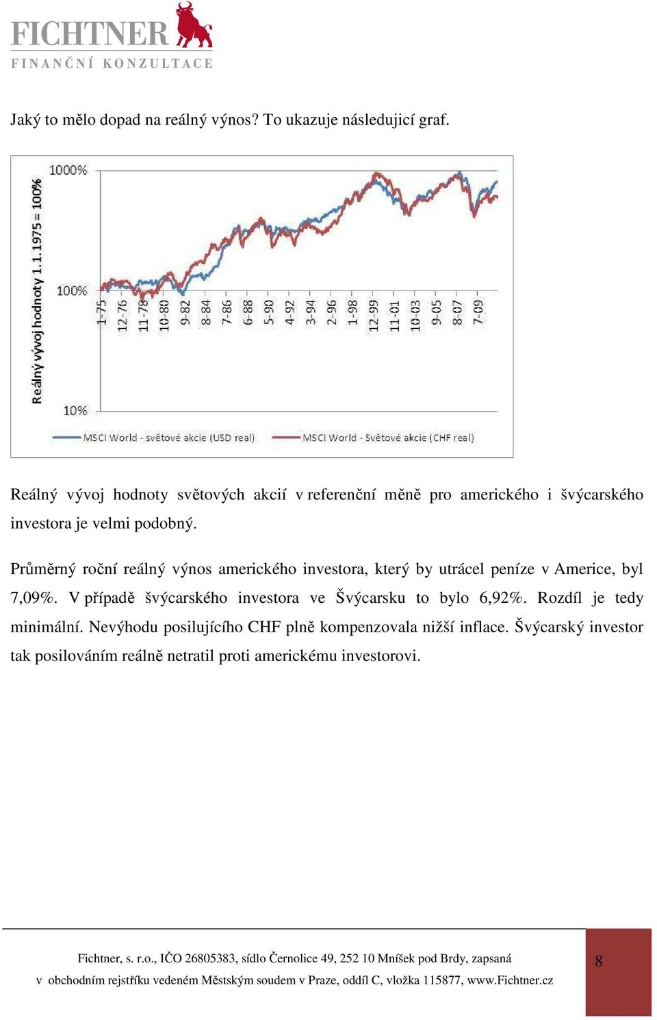 Průměrný roční reálný výnos amerického investora, který by utrácel peníze v Americe, byl 7,09%.