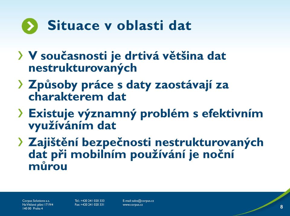 dat Existuje významný problém s efektivním využíváním dat